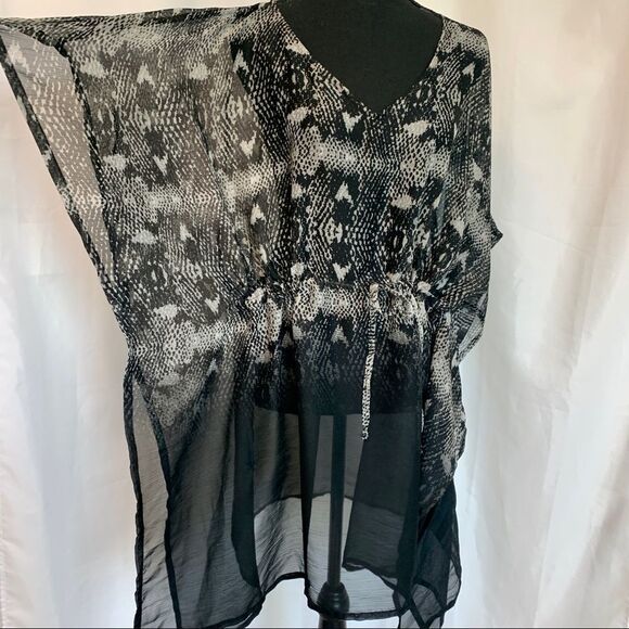 Sol & Mer animal snakeprint beach cover-up short sleeve chiffon drawstring 🔥 - Picture 7 of 10